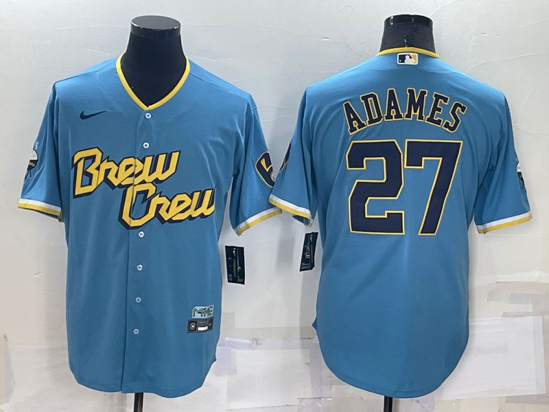 Men Milwaukee Brewers #27 Adames Blue City Edition Game Nike 2022 MLB Jersey->milwaukee brewers->MLB Jersey